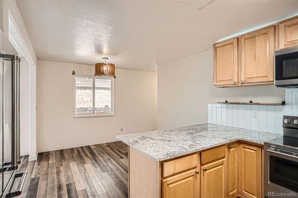 Interior, Kitchen, Stainless Steel Appliances, Wood Texture Flooring