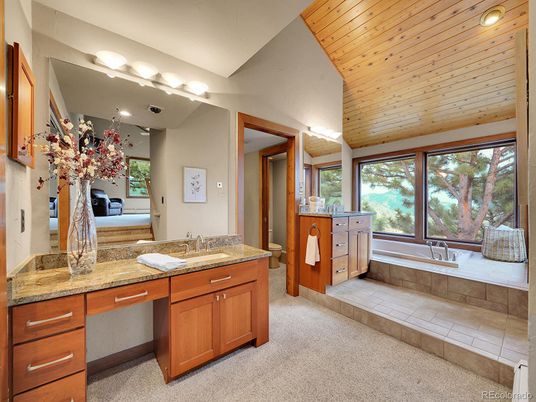 Bathroom, Dual Sink Vanities, Interior, Wooden Ceilings