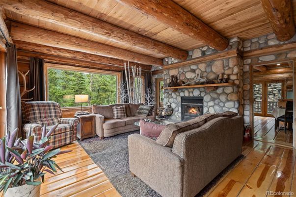 Fireplace, Interior, Living room, Stone Walls, Wooden Beams, Wooden Ceilings, Wood Texture Flooring