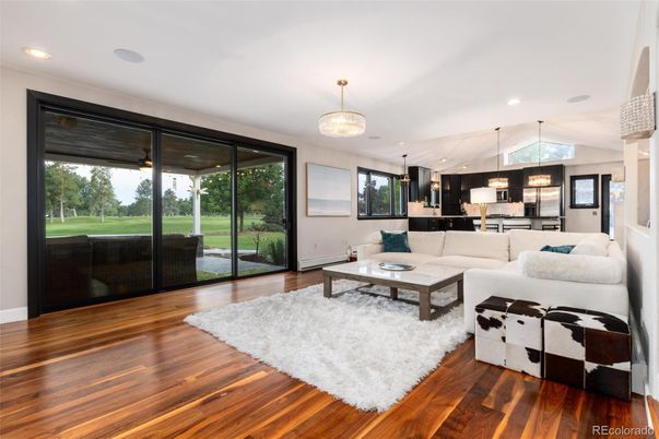 Interior, Kitchen, Living room, Pendant Lights, Recessed Lighting, Stainless Steel Appliances, Wood Texture Flooring