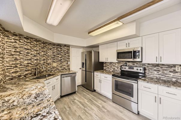 Interior, Kitchen, Stainless Steel Appliances, Wood Texture Flooring