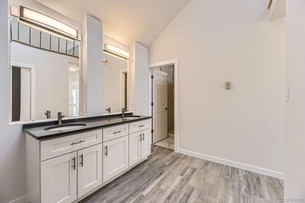 Bathroom, Dual Sink Vanities, Interior, Wood Texture Flooring