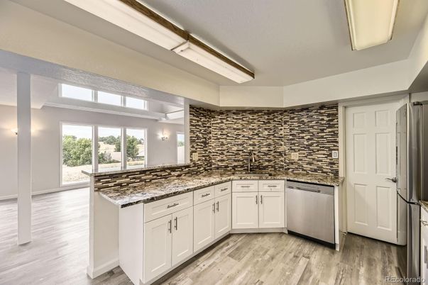 Interior, Kitchen, Stainless Steel Appliances, Wood Texture Flooring