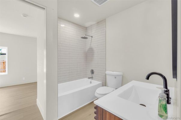 Bathroom, Interior, Recessed Lighting, Wood Texture Flooring
