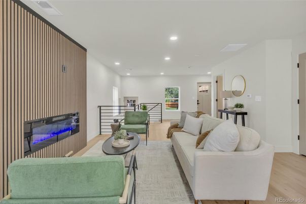 Interior, Living room, Recessed Lighting, Wood Texture Flooring