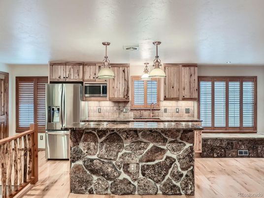 Interior, Kitchen, Pendant Lights, Stainless Steel Appliances, Wood Texture Flooring