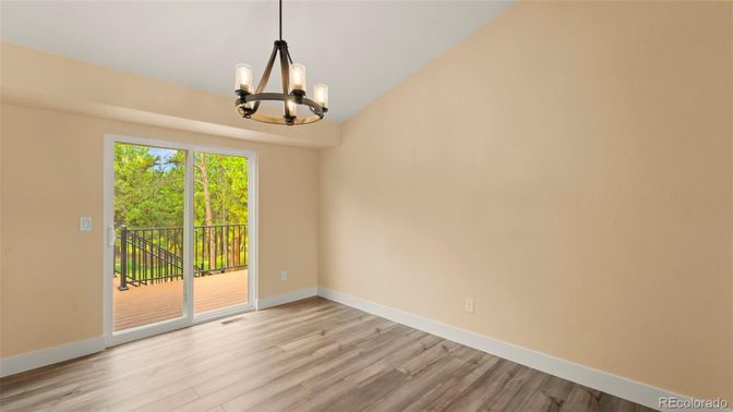 Chandelier, Empty room, Interior, Pendant Lights, Wood Texture Flooring