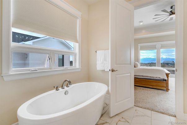 Bathroom, Bedroom, Free Standing Baths, Interior, Marble, Recessed Lighting, Water