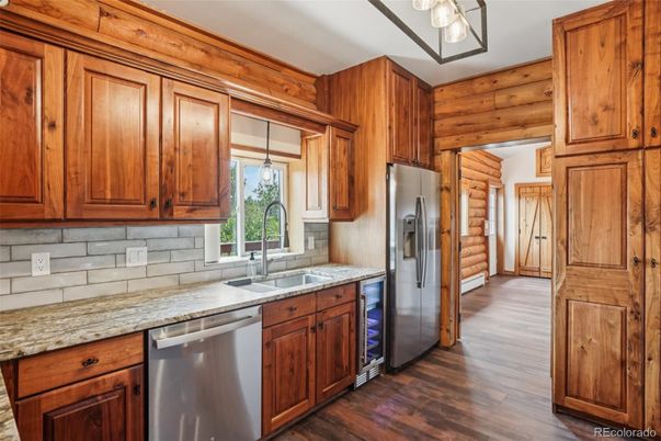 Interior, Kitchen, Pendant Lights, Wood Texture Flooring
