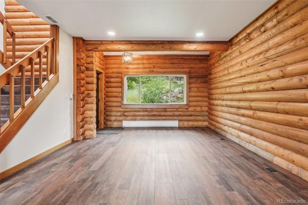 Empty room, Interior, Recessed Lighting, Wood Texture Flooring, Wooden Walls
