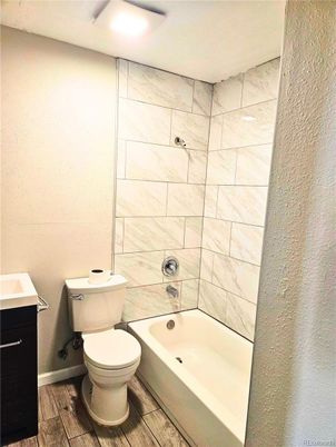 Bathroom, Interior, Marble Walls, Wood Texture Flooring