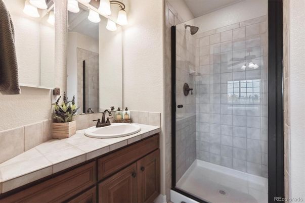 Bathroom, Glass Shower, Interior, Tile Countertops