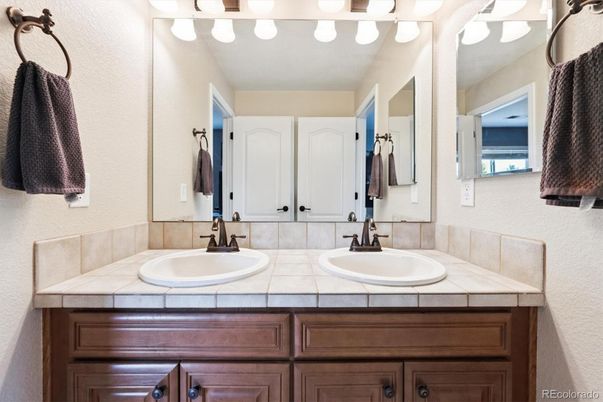 Bathroom, Dual Sink Vanities, Interior, Tile Countertops