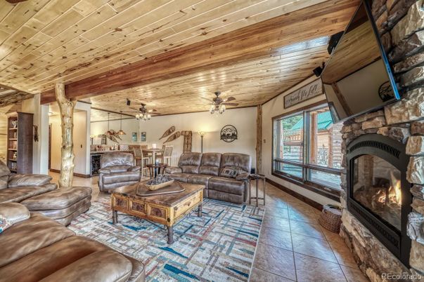 Fireplace, Interior, Living room, Wooden Ceilings