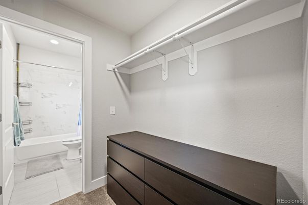 Bathroom, Interior, Marble Walls, Recessed Lighting, Walk-in Closets