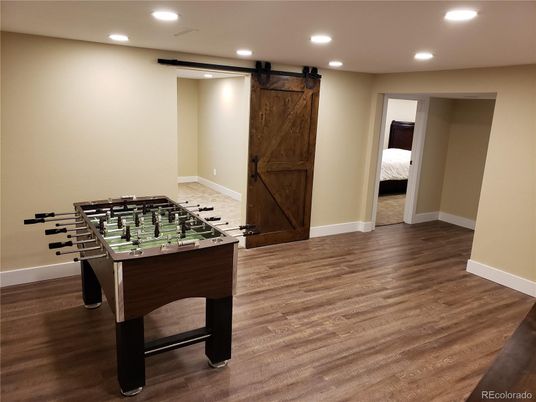 Game Room, Interior, Recessed Lighting, Wood Texture Flooring