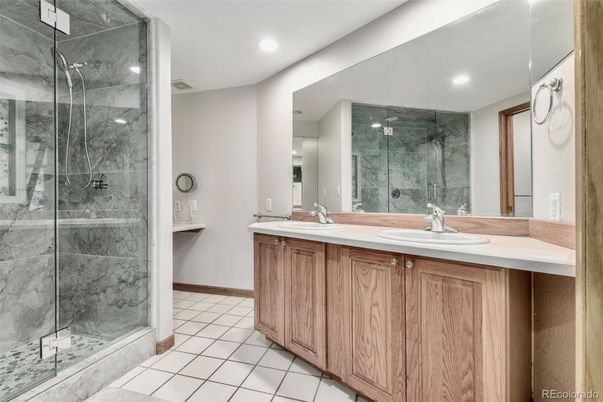 Bathroom, Dual Sink Vanities, Glass Shower, Interior, Recessed Lighting