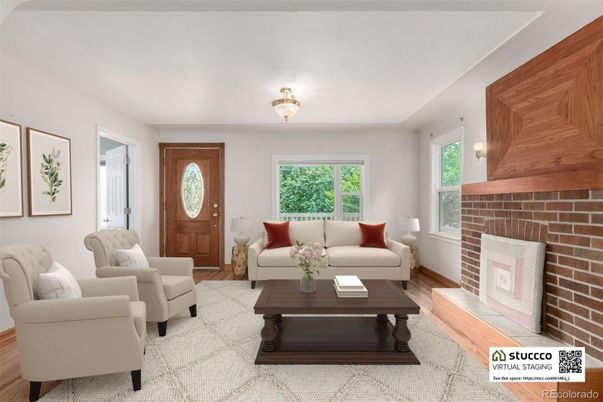 Fireplace, Interior, Living room, Stone Walls, Wood Texture Flooring