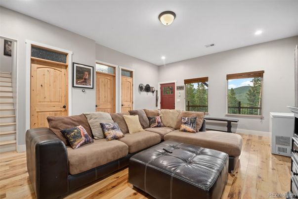 Interior, Living room, Recessed Lighting, Wood Texture Flooring