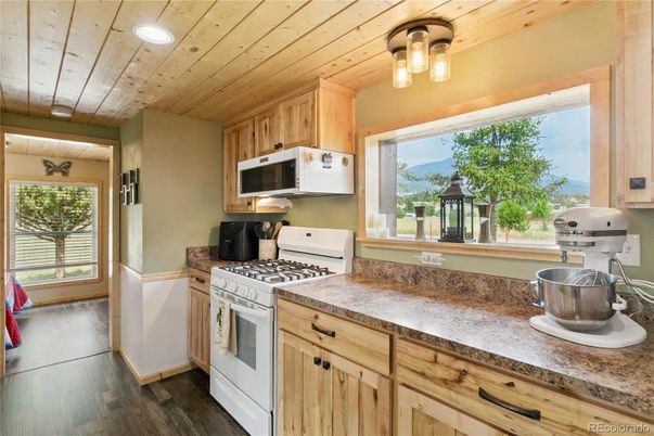 Interior, Kitchen, Recessed Lighting, Wooden Ceilings, Wood Texture Flooring