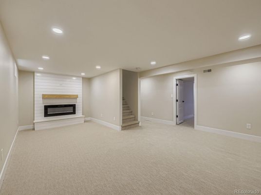 Empty room, Fireplace, Interior, Recessed Lighting