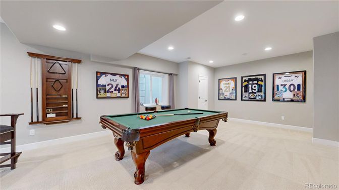 Billiard Table, Game Room, Interior, Recessed Lighting