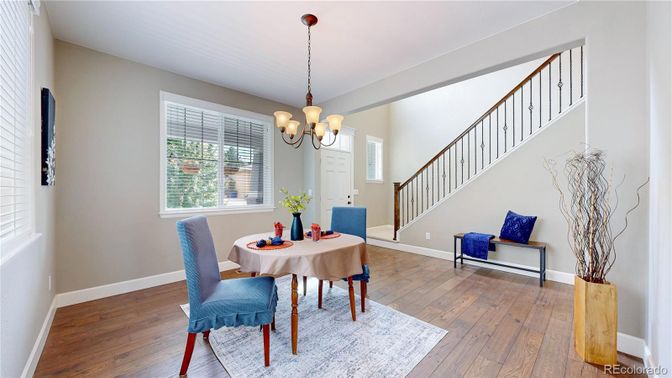 Chandelier, Dining room, Interior, Wood Texture Flooring