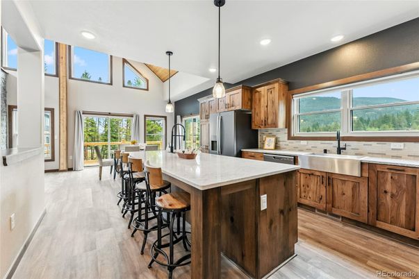 Interior, Kitchen, Pendant Lights, Recessed Lighting, Wood Texture Flooring