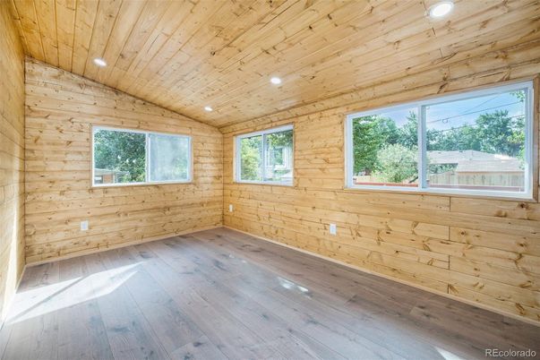 Empty room, Interior, Recessed Lighting, Wooden Ceilings, Wood Texture Flooring, Wooden Walls