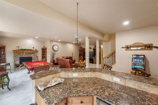 Billiard Table, Fireplace, Game Room, Interior, Pendant Lights, Recessed Lighting