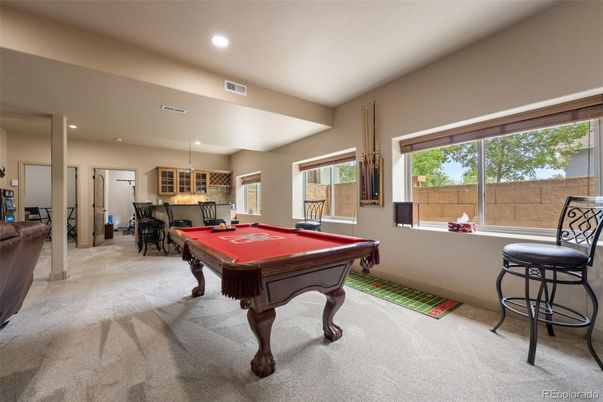 Billiard Table, Game Room, Interior, Pendant Lights, Recessed Lighting