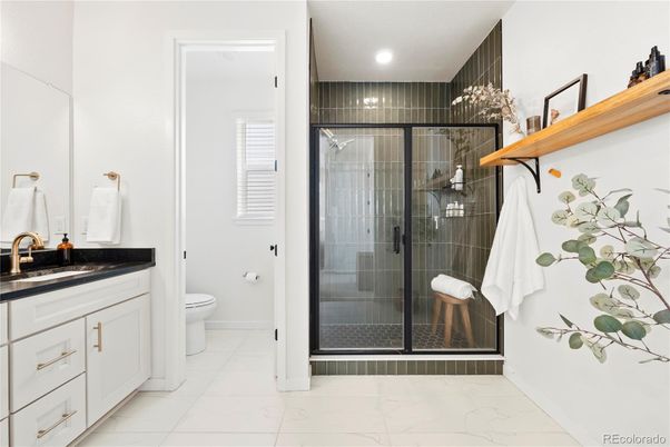Bathroom, Glass Shower, Interior, Marble, Recessed Lighting