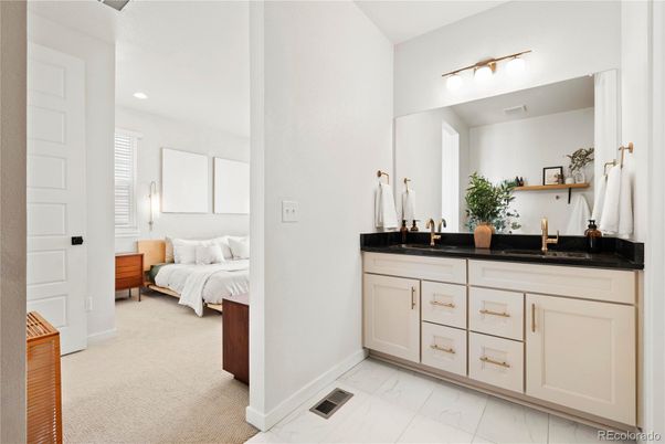 Bathroom, Bedroom, Dual Sink Vanities, Interior, Marble, Recessed Lighting