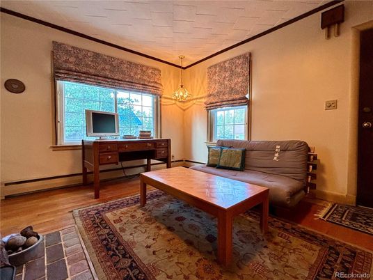 Home Office, Interior, Pendant Lights, Wood Texture Flooring