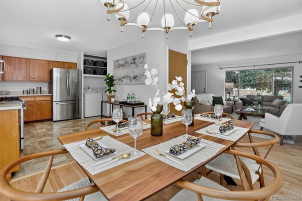 Dining room, Interior, Kitchen, Living room, Wood Texture Flooring