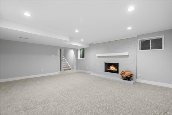 Empty room, Fireplace, Interior, Recessed Lighting