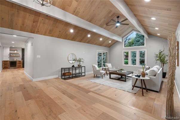 Interior, Living room, Recessed Lighting, Wooden Ceilings, Wood Texture Flooring