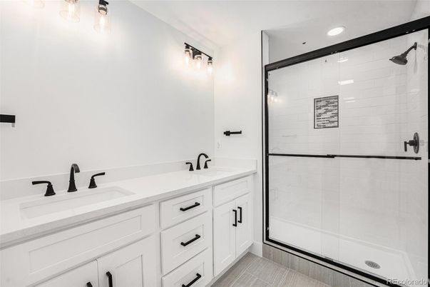 Bathroom, Dual Sink Vanities, Glass Shower, Interior, Recessed Lighting