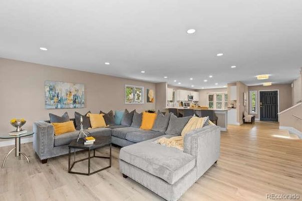 Interior, Kitchen, Living room, Recessed Lighting, Wood Texture Flooring