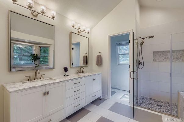 Bathroom, Dual Sink Vanities, Glass Shower, Interior