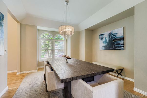 Chandelier, Dining room, Interior, Wood Texture Flooring