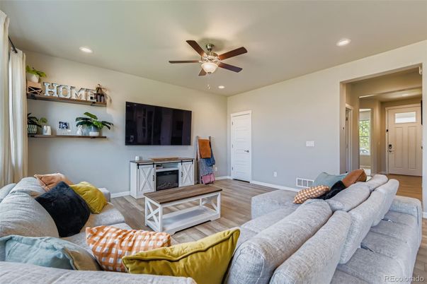 Interior, Living room, Recessed Lighting, Wood Texture Flooring