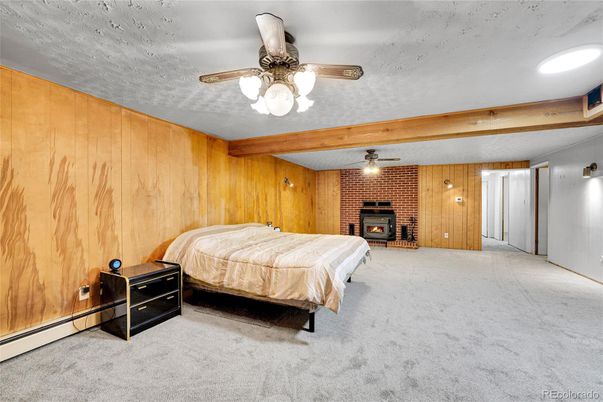 Bedroom, Fireplace, Interior, Stone Walls, Wooden Beams, Wooden Walls
