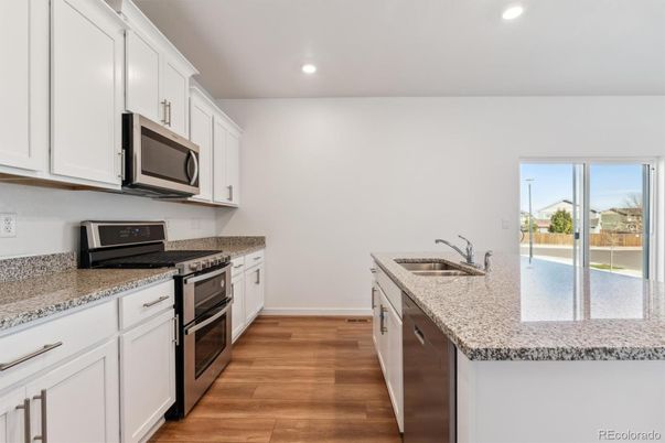 Interior, Kitchen, Recessed Lighting, Wood Texture Flooring