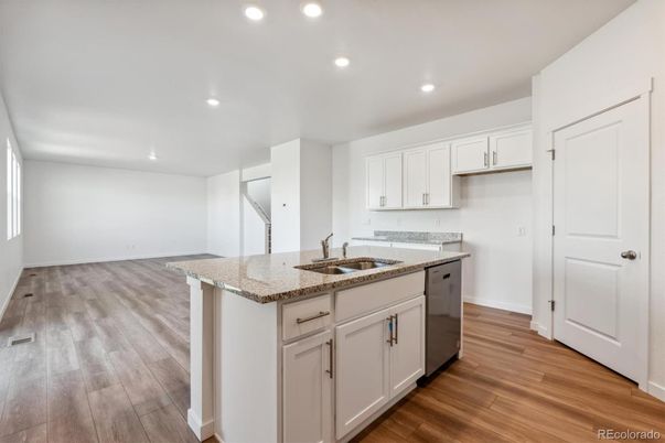 Interior, Kitchen, Recessed Lighting, Wood Texture Flooring