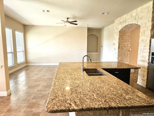 Interior, Kitchen, Recessed Lighting, Stone Walls