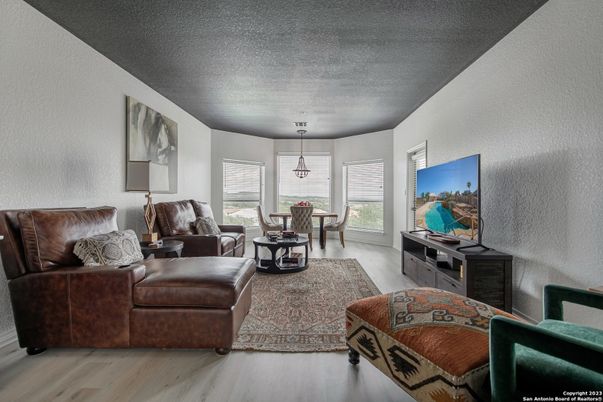 Dining room, Interior, Living room, Pendant Lights, Wood Texture Flooring