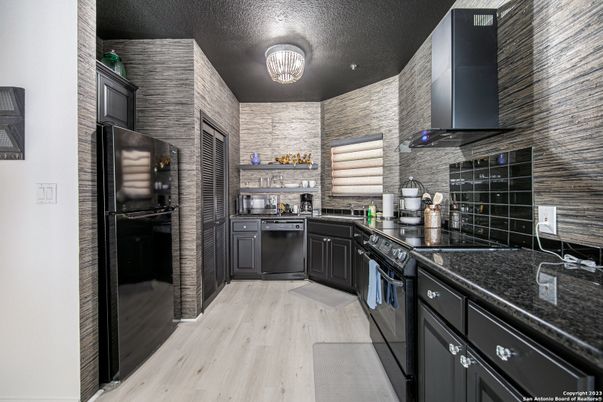 Interior, Kitchen, Stone Walls, Wood Texture Flooring
