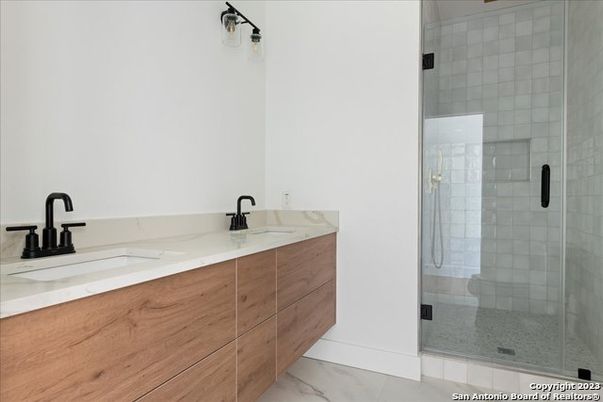 Bathroom, Dual Sink Vanities, Glass Shower, Interior