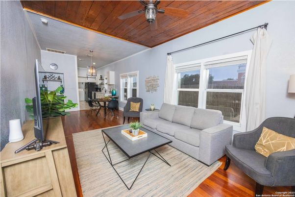 Dining room, Interior, Kitchen, Living room, Pendant Lights, Wooden Ceilings, Wood Texture Flooring